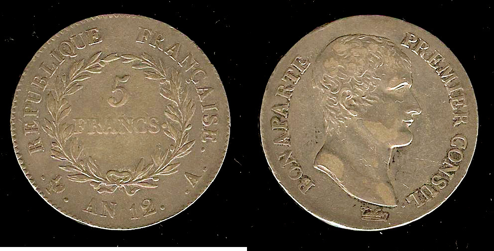 5 francs Bonaparte 1804 Paris aEF